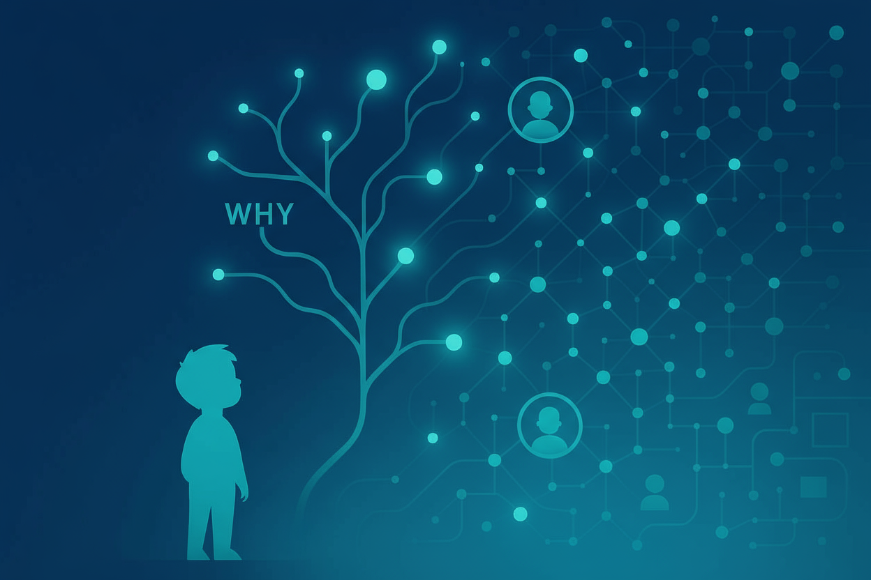 Person staring at a decision tree